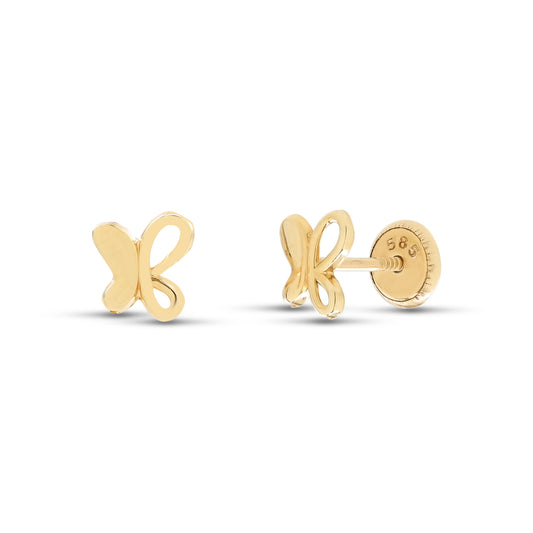 Baby Butterfly Silhouette Stud Earrings